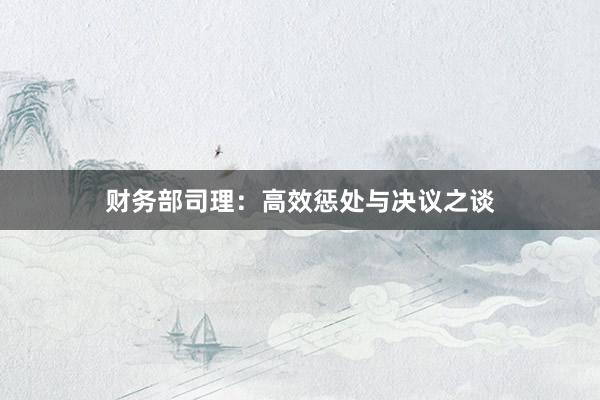 财务部司理：高效惩处与决议之谈